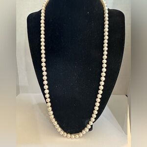 14 kt 585 vintage pearl 5 - 6 mm estate 24” necklace